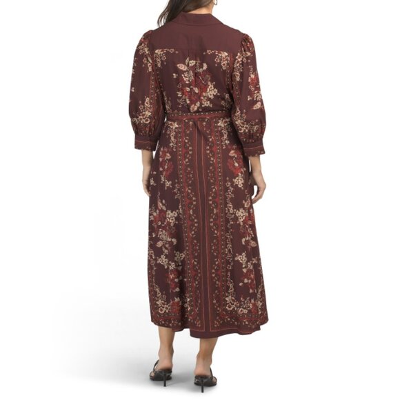 SUPER NATURAL BY SECRET MISSION Red Floral Woven Maxi Shirt Dress - Picture 2 of 2